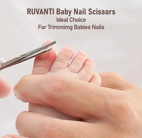 Miniatura 8 de Ruvanti Tijeras de corte de pelo para niños de 5.2 pulgadas, tijeras de peluquería de punta redondeada de seguridad para niños, bebés y recorte
