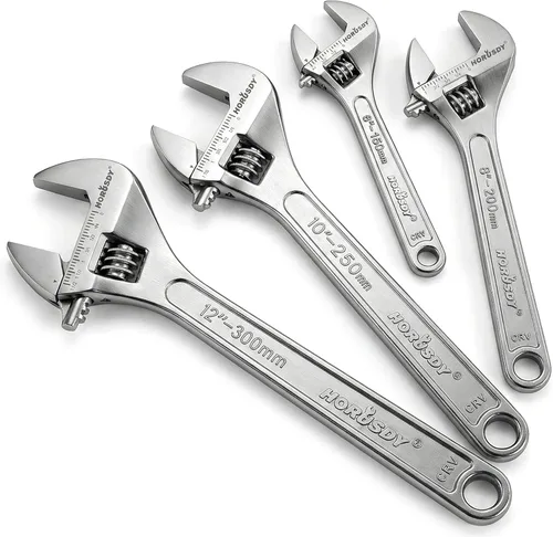 HORUSDY Juego de llaves ajustables de 4 piezas, acero CR-V, juego de llaves ajustables (6 pulgadas, 8 pulgadas, 10 pulgadas, 12 pulgadas)