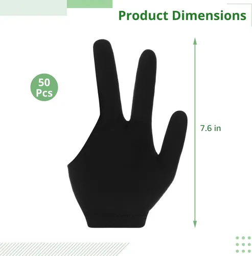Miniatura 3 de OMISTAR 50 guantes de billar, guantes de piscina con 3 dedos, guantes para mano izquierda y derecha, guantes transpirables negros para hombres