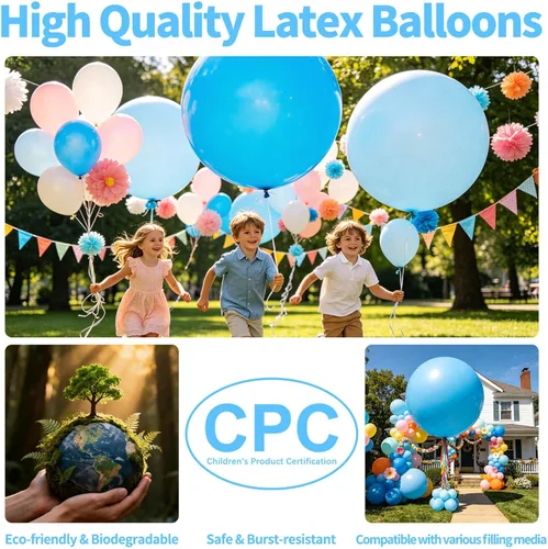 Miniatura 48 de 32 piezas de globos grandes morados de 18 pulgadas, globos redondos grandes de látex para decoración de cumpleaños y bodas. (morado)