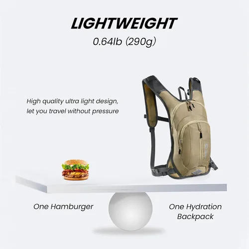 Miniatura 4 de Nepest Hydration Pack Backpack for Women & Men, Lightweight Water Backpack with 2L Water Bladder for Hiking Cycling Running Biking Caqui