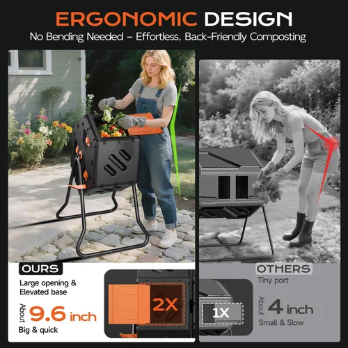 Miniatura 7 de Compostador Giratorio de 22.5 Galones/85L, Contenedor de Compost Fácil de Ensamblar para Exteriores, Compostador Rotativo de 360° para Jardín, Patio