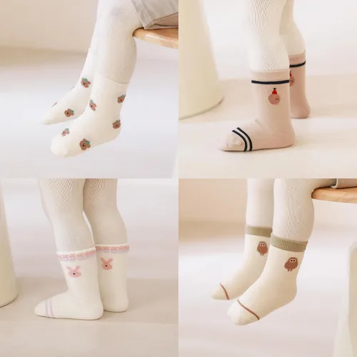 Miniatura 2 de Calcetines suaves y cómodos a media pantorrilla para bebés y niños pequeños, paquete de 5, unisex, perfectos para edades de 0 a 5 años