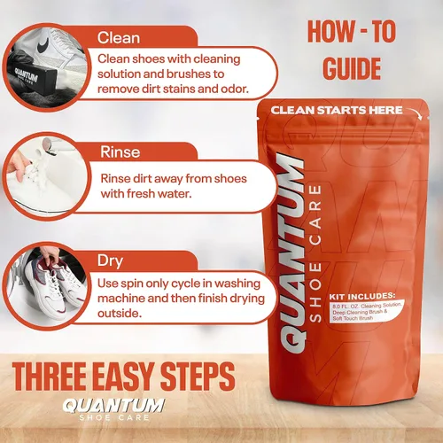 Miniatura 5 de Quantum Shoe Care Kit de limpiador de zapatillas limpiar, acondicionar y desodorizar (3 en 1) limpiador instantáneo de zapatos para zapatos blancos