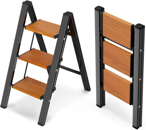 Miniatura 24 de WOA WOA Escalera de 6 peldaños, escaleras plegables ligeras con peldaños anchos, escalera delgada para espacios estrechos, escalera alta para techos