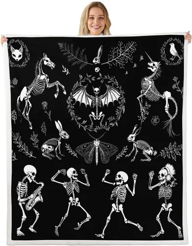 Miniatura 26 de Erosebridal Manta de árbol de la vida, sol y luna para sofá cama, manta de forro polar gótico de polilla trippy, manta de sherpa cósmica
