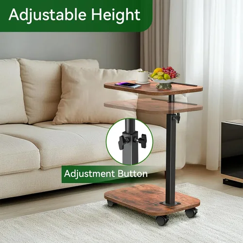 Miniatura 3 de XNSDXV Mesa de sofá para sofá, bandeja de TV giratoria de 360° para espacios pequeños, mesas auxiliares de altura ajustable para comer, mesa