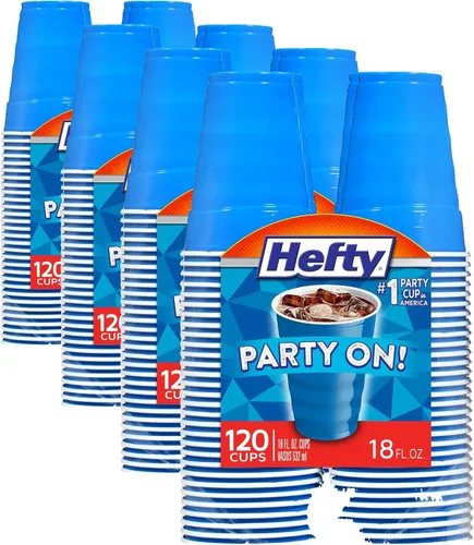 Miniatura 8 de Hefty Party On - Vasos de plástico desechables, color azul marino, 18 onzas, 120
