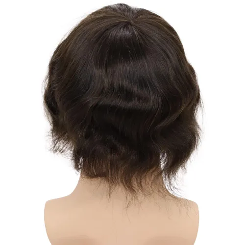 Miniatura 5 de Toupee para hombres europeos sistemas de reemplazo de cabello humano real para hombres, postizos finos, centro de encaje, piel más gruesa, pieza