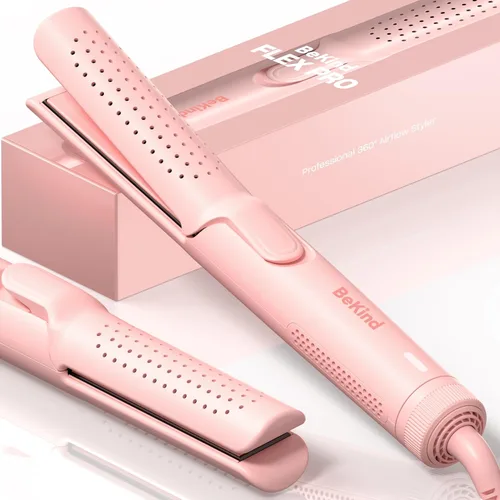 Miniatura 8 de BeKind Flex - Alisador y rizador de pelo 2 en 1, plancha plana de 360° para todos los estilos, diseño de placas flotantes, temperatura más baja Negro