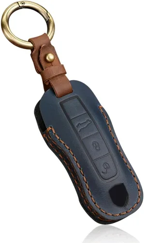 Funda de cuero para llavero inteligente, funda de protección completa compatible con Porsche 911 Cayenne Macan Panamera Taycan 3 4 botones, 3 3