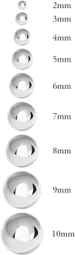 Miniatura 6 de Honolulu Jewelry Company Aretes de bola redonda pulida de plata de ley prémium con respaldo de 0.197 in, 0.079 in - 0.394 in