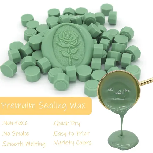 Miniatura 4 de 250 unidades de cuentas de cera de sello oliva verde, cuentas de cera de sello premium de Andotopee para sellos de sello, paquete de repuesto