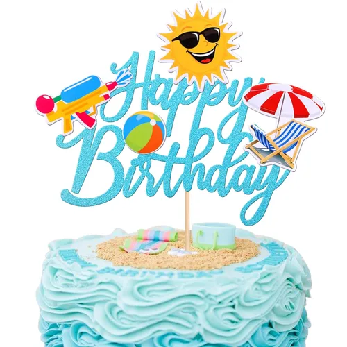 Miniatura 8 de 1 pieza de decoración de pastel de feliz cumpleaños Moana con purpurina de hoja de palma, flor de moana, selección de pastel tropical hawaiano Luau