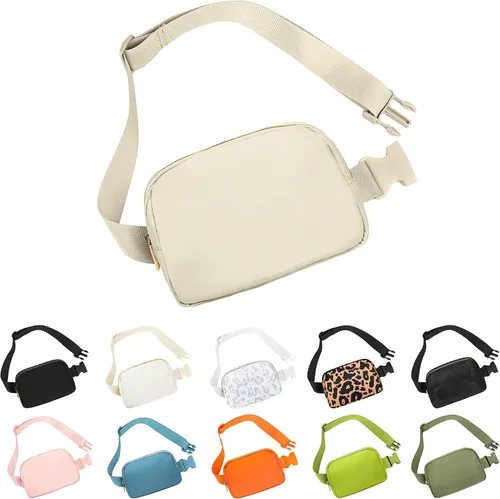 Riñonera de moda para mujeres y hombres, riñonera de regalo con correa ajustable para viajes, correr, senderismo, caminar, color caqui, Caqui, 1