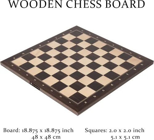 Miniatura 3 de A&A Tablero de ajedrez profesional de madera de 18.875 pulgadas/palisandro africano y arce incrustados/cuadrados de 2.0 pulgadas con notación