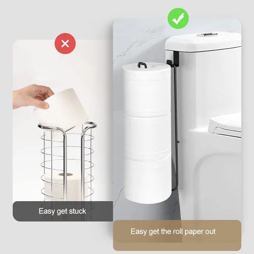 Miniatura 6 de Soporte de papel higiénico con almacenamiento para 3 rollos de papel higiénico montado en la pared sobre el tanque, organizador de papel higiénico