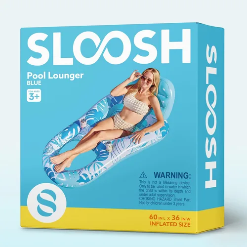 Miniatura 9 de Sloosh Flotadores inflables para piscina, tumbona para adultos, flotador de piscina flotante, silla reclinable flotante con portavasos y reposapiés