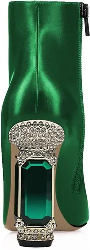 Miniatura 132 de FSJ Botas de tacón alto con punta puntiaguda para mujer, con tacón alto, con cremallera lateral brillante, estilo casual, para uso diario, zapatos