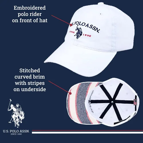 Miniatura 4 de Concept One Polo de EE.UU. Assn. Logotipo bordado de caballo de caballo desde 1890 sombrero de béisbol de algodón ajustable con ala curvada