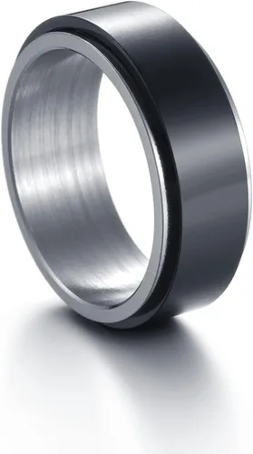 Miniatura 24 de Anillos giratorios para hombres y mujeres, anillos de ansiedad para hombres, anillos de cadena para adultos, anillos de titanio y acero Negro azul