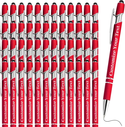 Miniatura 24 de Hasta 500 bolígrafos personalizados a granel con lápiz capacitivo, grabado, juego de bolígrafos con tu nombre, texto para mujeres de negocios