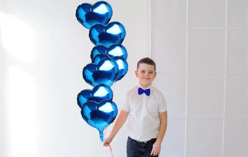 Miniatura 5 de 10 globos de aluminio en forma de corazón azul de 18 pulgadas de Mylar para decoración de fiesta de cumpleaños