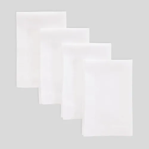 Miniatura 33 de Solino Home Fete - Juego de 4 manteles individuales blancos de 100 % lino puro, de 14 x 14 pulgadas, para verano, 4 de julio, color blanco