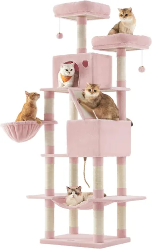 Miniatura 8 de Feandrea Árbol para gatos, torre grande para gatos de 81.1 pulgadas, condominio de felpa de varios niveles con 13 postes rascadores, 2 perchas, 2