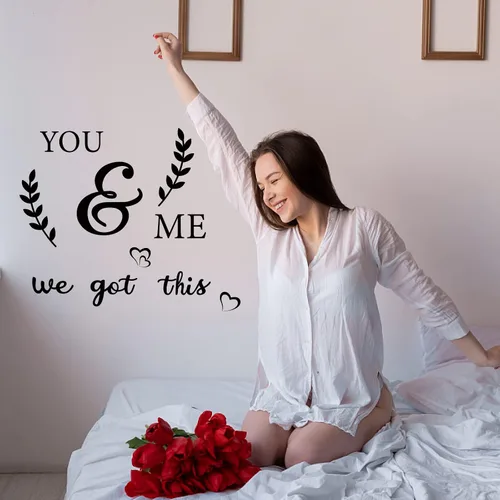 Miniatura 5 de PLIGREAT You & Me We Got This Quotes - Calcomanías de pared para despegar y pegar, adhesivo de pared de vinilo extraíble para el día de San Adhesivo