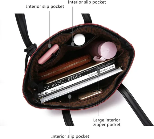 Miniatura 6 de MKF Collection Bolso Satchel para Mujer, Bolso de Hombro, Bolso Tote Pequeño y Cartera de Muñeca de Cuero Vegano por Mia K