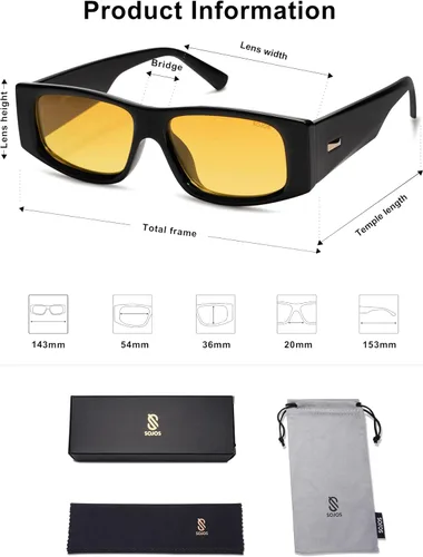 Miniatura 5 de SOJOS Gafas de sol polarizadas rectangulares Y2K de moda para mujeres y hombres, gafas de sol rave de diseñador de moda SJ2228