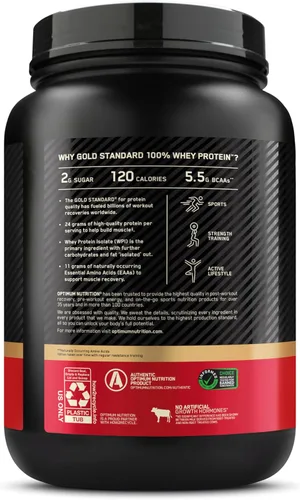 Miniatura 10 de Optimum Nutrition Gold Standard - Proteína en polvo de 100% suero de leche, sabor rollo de canela, 2 libras (paquete de 1) (el embalaje puede variar)