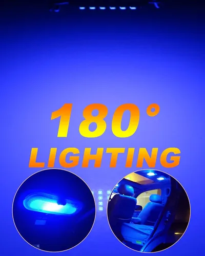 Miniatura 3 de Qasim 44mm (1.73") Bombilla LED de circuito rígido brillante azul, sin polaridad 12V 211-2 212-2 561 562 567 564 RL4410 Luz interior para espejo