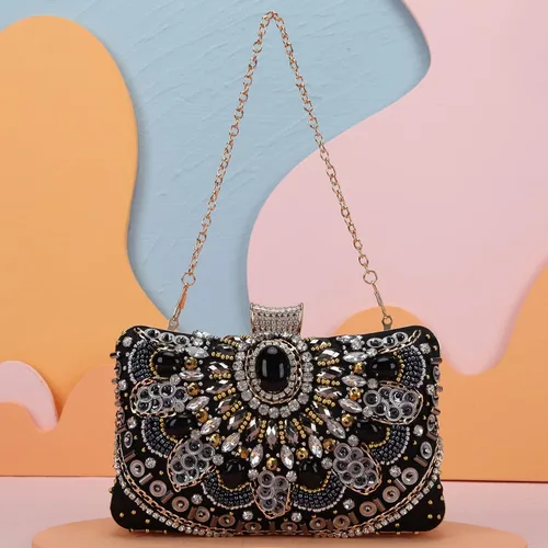 Miniatura 8 de Fawziya Evening Purse Crystal Beaded Pearl Big Clutch Bags For Women Clutches