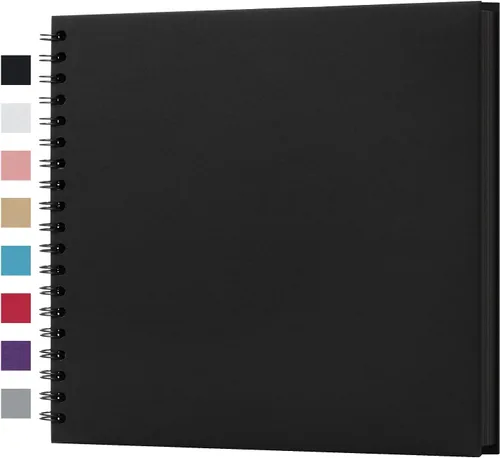 Miniatura 15 de potricher Álbum de scrapbook DIY de 10 x 10 pulgadas, 80 páginas de papel kraft grueso negro en blanco, libro de recuerdos para bodas y aniversarios