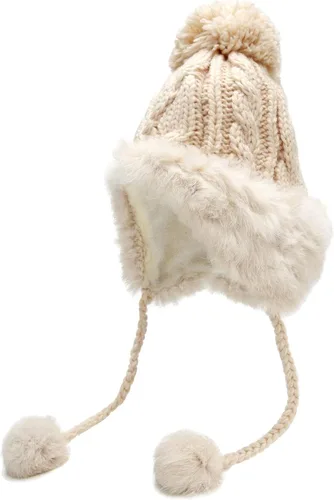 Miniatura 5 de Zecmos Gorro de invierno con diseño de calavera para mujer, tejido de piel sintética, cálido, suave, con orejeras de forro polar