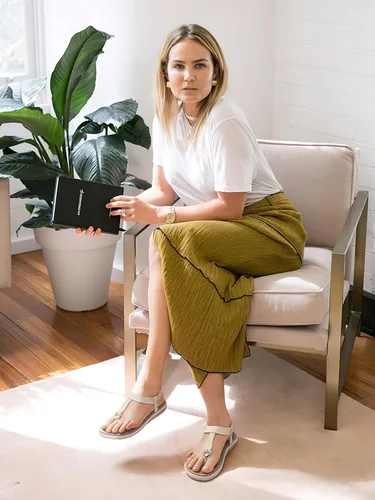 Miniatura 3 de SHIBEVER Sandalias bohemias para mujer de verano con cuentas y tirantes delgados al tobillo, zapatos elegantes
