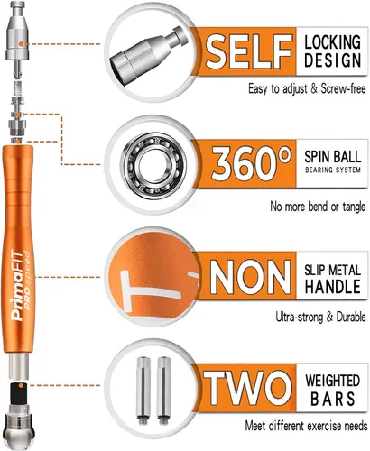 Miniatura 6 de PrimaFIT Jump Rope Pro Speed Skipping Rope Adjustable Adult Jumping Rope Weighted Aluminium Handles for Double Dutch Boxing Workout Crossfit Naranja
