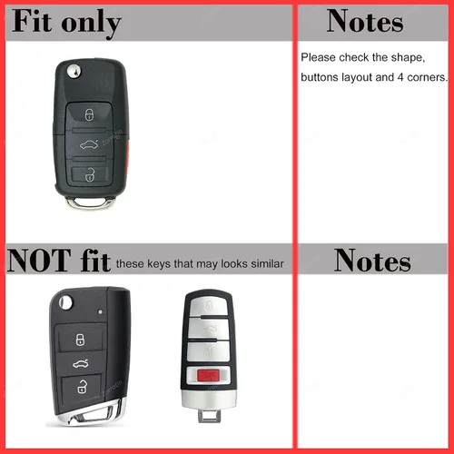 Miniatura 2 de Funda protectora de 2 capas para llavero de carbono híbrido para Volkswagen VW Beetle CC Golf GTI Jetta Passat Tiguan Touareg 2011-2015 3 botones