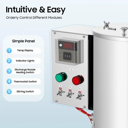 Miniatura 5 de Máquina de llenado de mezcla de agitación de calefacción automática comercial de 15L/4Gal, máquina de llenado de lápiz labial 110v 1500w