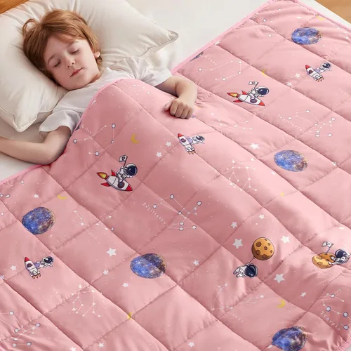 Miniatura 29 de anfie - Manta con peso para niños (40 x 60 pulgadas, 7 lb), manta refrescante para dormir, tamaño de manta ligera, transpirable, con cuentas de Gris