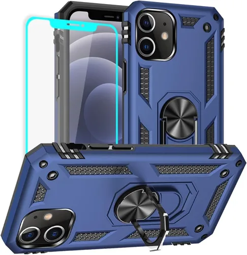 Miniatura 26 de Yiakeng Funda para iPhone 12 Mini: Funda para iPhone 12 Mini con protector de pantalla HD, fundas protectoras de grado militar con anillo para Verde