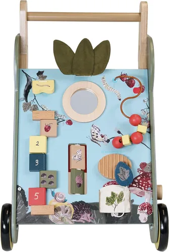 Miniatura 2 de Manhattan Toy Wildwoods Owl - Carrito de madera con clasificador de formas y cesta, ovalado dentado, hilanderos, carrera de cuentas y más mediano