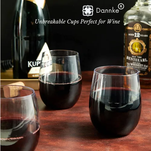 Miniatura 5 de 48 copas de vino de plástico sin tallo, vasos de fiesta desechables transparentes de 12 onzas para fiestas, vasos de vino