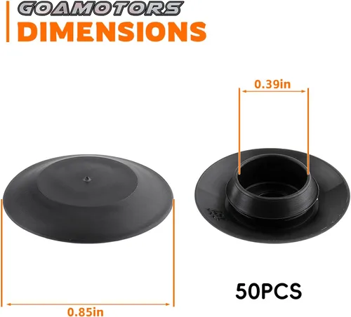 Miniatura 4 de GoaMotors 50 tapones de chapa empotrados de 1/2 0.5 pulgadas, cuerpo de plástico negro y tapón de agujero de chapa, tapones de botón con cabezales