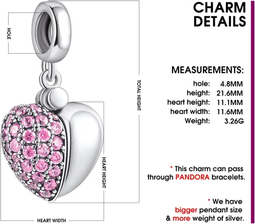Miniatura 4 de NINGAN Abalorio colgante con texto en inglés "I Love You" para mujeres, niñas, esposa, mamá, hija, amigas con circonia cúbica 5A para pulseras