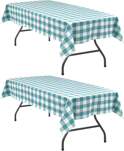Miniatura 44 de Hiasan - Mantel rectangular a cuadros - Mantel lavable resistente a las manchas, al agua y a las arrugas, para comedor, 54 x 80 pulgadas