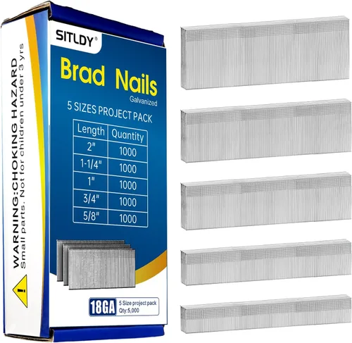 Miniatura 13 de Clavos Brad de acero inoxidable 304 calibre 18 de 1-1/2 pulgadas, paquete de 2400 clavos de pistola de uñas de acabado pequeño para neumática