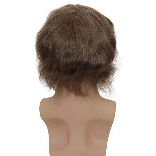 Miniatura 6 de Pelucas tupé para hombre, unidad de tejido de cabello humano virgen europeo para hombre, pelo tipo tupé, mono encaje superior, piel sintética
